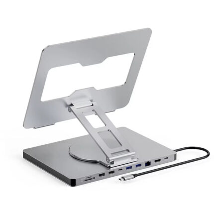 360 Degree Rotating Aluminum Alloy Laptop Hub Stand 10-In-1 Portable Foldable Stand with Type C Interface for Laptop & Tablet